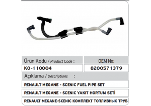 8200571379 8200312655 8200224517 Renault Scenic - Megane Yakıt Hortum Seti